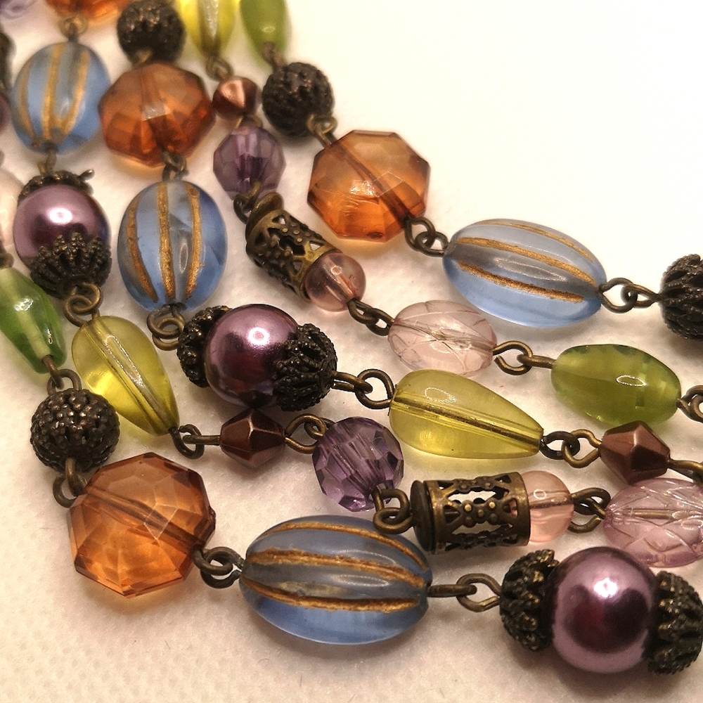 Vintage 5 strand beaded necklace - Picture 2 of 7